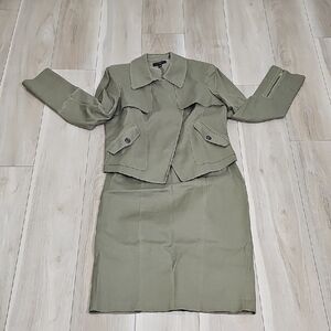 Vintage Ann Taylor Olive Pencil Skirt Set